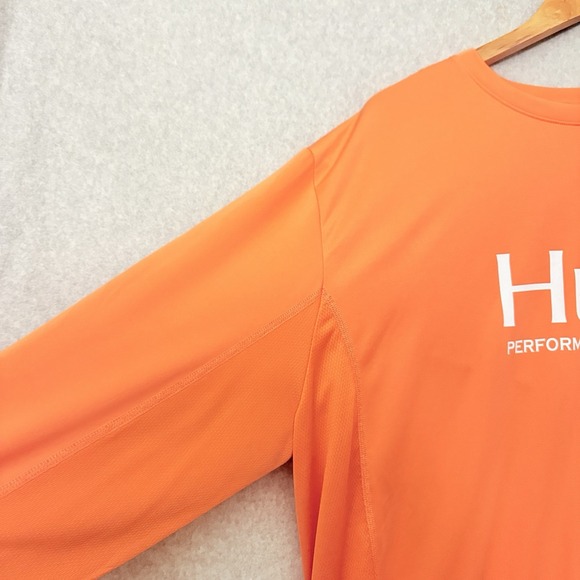 HUK Shirt Mens 2XL Vented Icon X Lightweight Camp Fish Performance Orange - Picture 4 of 7